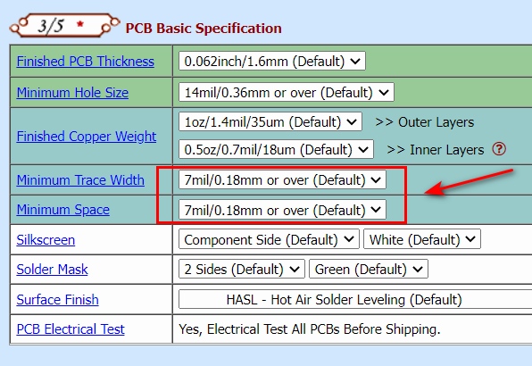 PCB Minimum Trace or PCB Minimum space