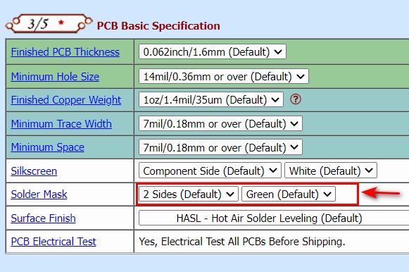 PCB soldermask